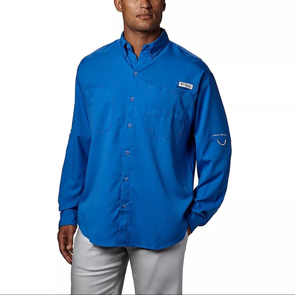 Columbia Men's PFG Long Sleeve Shirt Tamiami II Vivid Blue